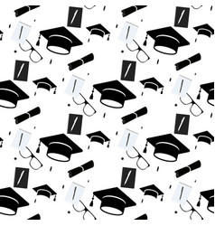 Graduation cap and diploma scroll seamless Vector Image