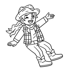 Cowgirl Sitting Isolated Coloring Page For Kids