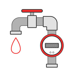 Economical Hot Water Meter Colored Flat Clipart