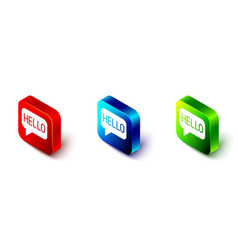 Isometric Hello In Different Languages Icon