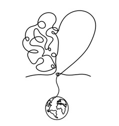 Man Silhouette Brain With Globe As Line Drawing