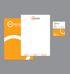 Orange Letterhead Business Card Set With Logo