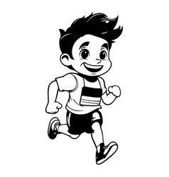 Running Boy Isolated On White Background Cartoon