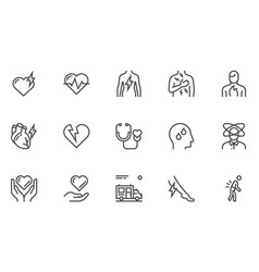 Heart Attack Line Icons