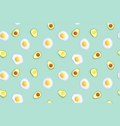 Avocado With Fried Eggs Seamless Pattern