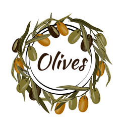 Olive Branch Wreath With Badge For Text Or Brand