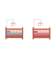 Set Of Baby Crib On White Background