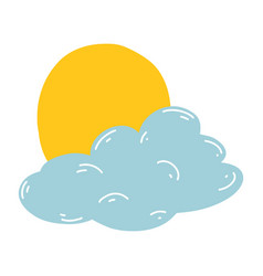 Cartoon Hand Drawn Cloud And Sun Of Weather