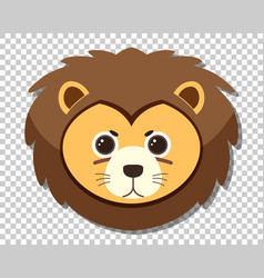 Cute Lion Head In Flat Cartoon Style