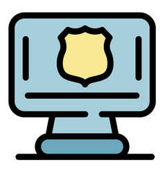 Police Computer Icon Color Outline