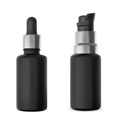 Black Glass Dropper Bottle Airless Pump Serum