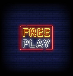 Neon Sign Free Play With Brick Wall Background Vec