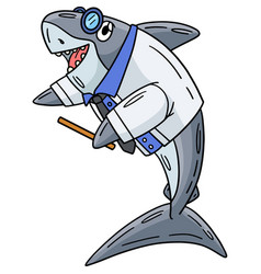 Professor Shark Cartoon Colored Clipart