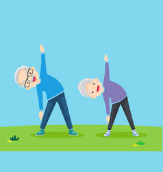 Elderly Woman And Man Doing Exercise Yoga