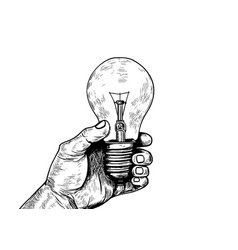 Engraving Light Bulb On White Background Vintage