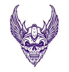 Viking Warrior Head Skull Wings Outline