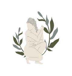 Greek Woman Sculpture Decorated With Greenery