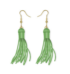 Tassel Bright Earrings Set Green Color Summer