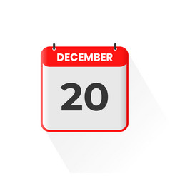 20th December Calendar Icon December 20 Calendar