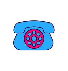 Filled Outline Telephone Icon Isolated On White