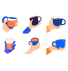 Hand Drawn Holding A Coffee Cup In Flat Style