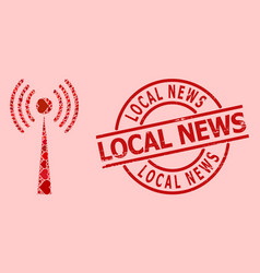 Rubber Local News Stamp And Red Love Heart Radio