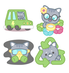 Ecology Stickers Set With Tomomi Cat