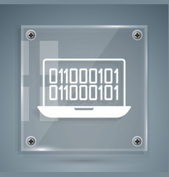 White Binary Code Icon Isolated On Grey Background