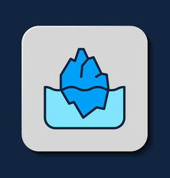 Filled Outline Iceberg Icon Isolated On Blue