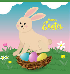 Happy Easter Image With Holiday Rabbit And