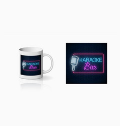 Neon Print Karaoke Music Bar On Cup Mockup