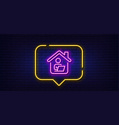 Work At Home Line Icon Outsource Job Sign Neon