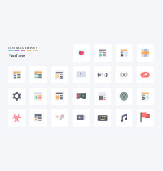 25 Youtube Flat Color Icon Pack