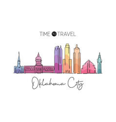 One Single Line Drawing Of Oklahoma City Skyline