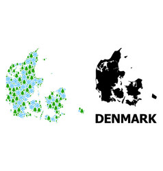 Winter Collage Map Denmark Snow Flakes