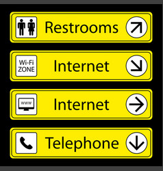 Yellow Airport Signs With Monochromatic Pictograms