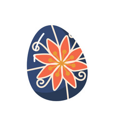 Colorful Easter Egg With Flower Pattern Isolated