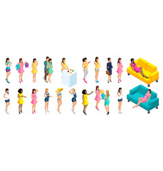 Cute pregnant woman in yellow dress beautiful Vector Image