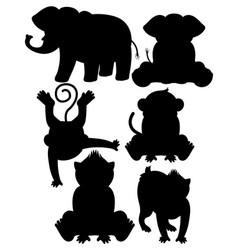 Wild Animals Silhouette Set Cartoon