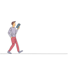 Single Continuous Line Drawing Man Walking While