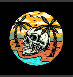 Skull Summer Beach T-shirt Graphic Design