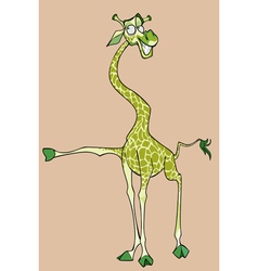 Cartoon Cheerful Dancing Green Giraffe