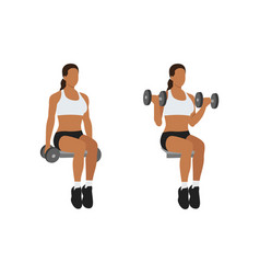 Woman Doing Seated Dumbbell Bicep Curls Exercise