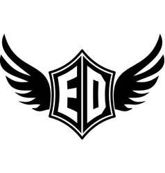 Ed Logo Emblem With Winged And Shield Template