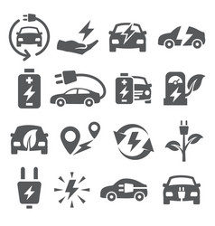 Electric Car Icons On White Background