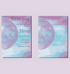 Over The Moon Blue Pink Baby Shower Invitation