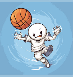 A Cartoon Astronaut Playing Basketball On Blue