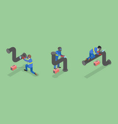 3d Isometric Flat Set Of Welder Workers