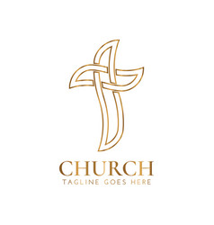 Christian Church Outline Gold Logo Design