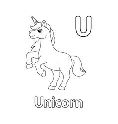 Jumping Unicorn Alphabet Abc Coloring Page U